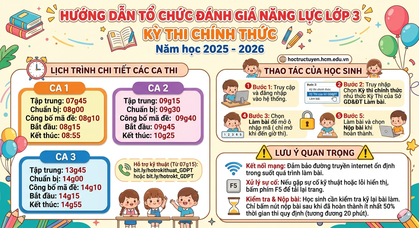 Thông báo Việc tổ chức Kỳ thi Đánh giá năng lực Lớp 3 năm học 2025 - 2026
